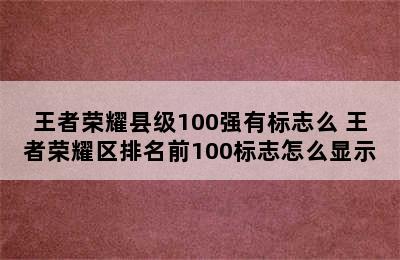 王者荣耀县级100强有标志么 王者荣耀区排名前100标志怎么显示